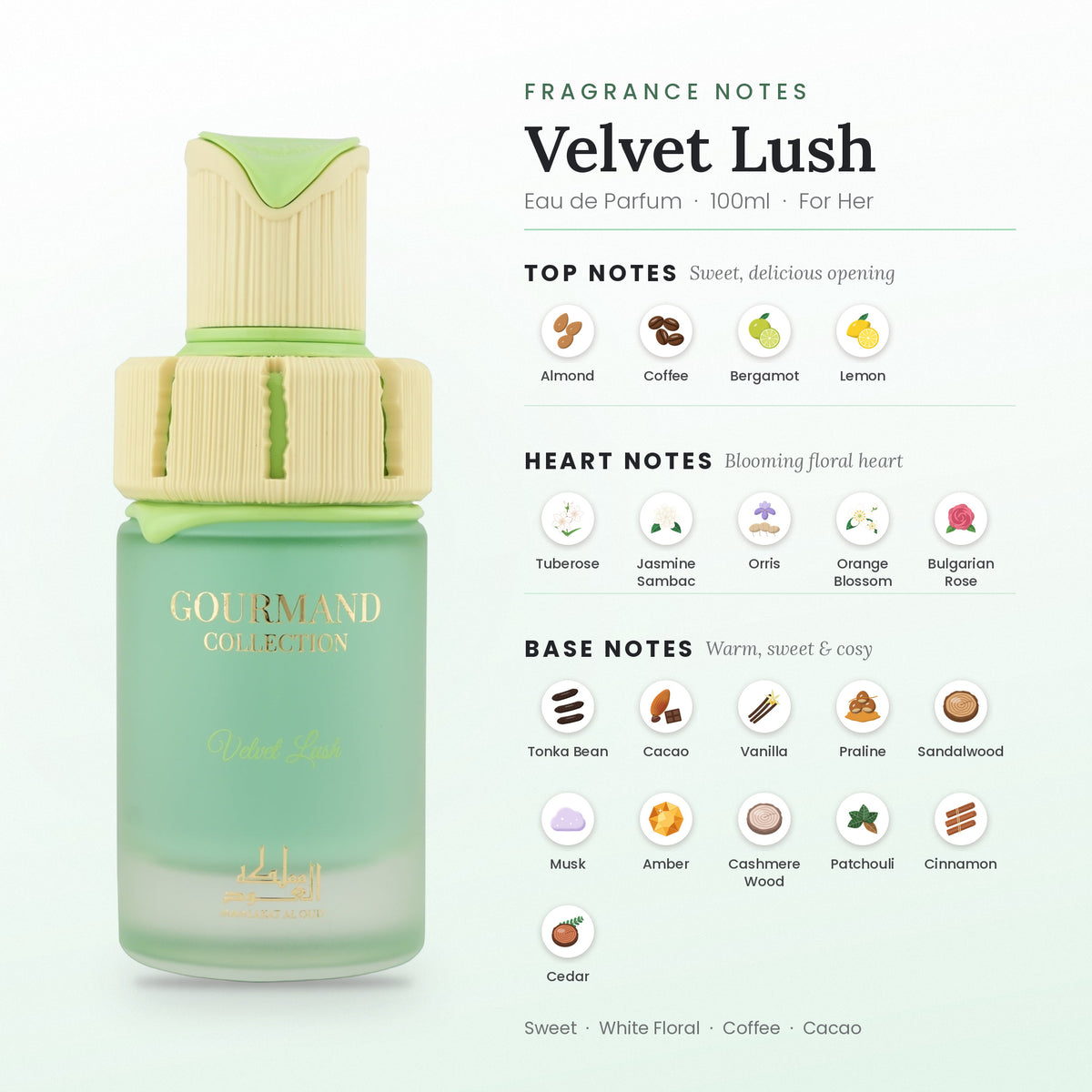 Velvet Lush fragrance notes – top, heart and base