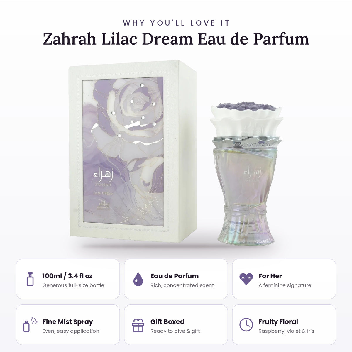 Zahrah Lilac Dream key features