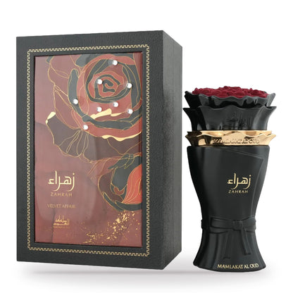 Zahrah Velvet Affair by Mamlakat Al Oud 100ml bottle and box