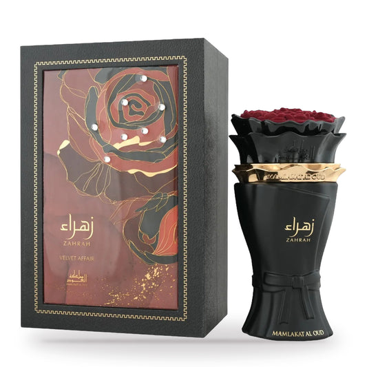 Zahrah Velvet Affair by Mamlakat Al Oud 100ml bottle and box